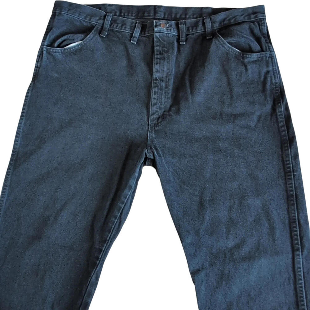Rustler‎ Jeans Mens 42x28 Black Denim Straight Leg Raw Hem Frayed Relaxed Fit - Picture 4 of 10